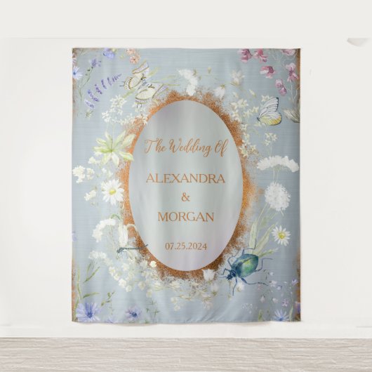 Iets blauwe bruiloft wandkleed (Voorkant)