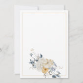 IETS BLAUWE, GEDEMPTE BLOEM OP WITTE BRUILOFT KAART (Achterkant)