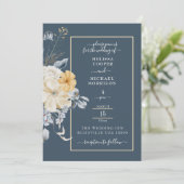 IETS BLAUWE, PASTEL BLOEMEN BRUILOFT KAART (Staand voorkant)