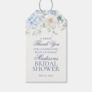 Iets Blauws Bloemig Hydrangea Bruidsfeest Favor Cadeaulabel