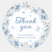 Iets Blauws Bruidsdouche Bedankt Ronde Sticker (Voorkant)