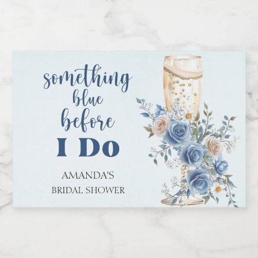 Iets Blauws Bruidsroze Bruiloftfeestje Sparkling Wijnetiket (Enkel label)