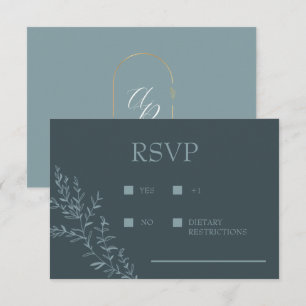 Iets Blauws Elegante Moderne Antwoordkaart RSVP Kaartje