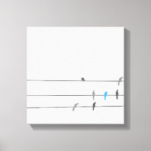 Iets Blauws Simpele Vogel Lucht Schildering Canvas Afdruk