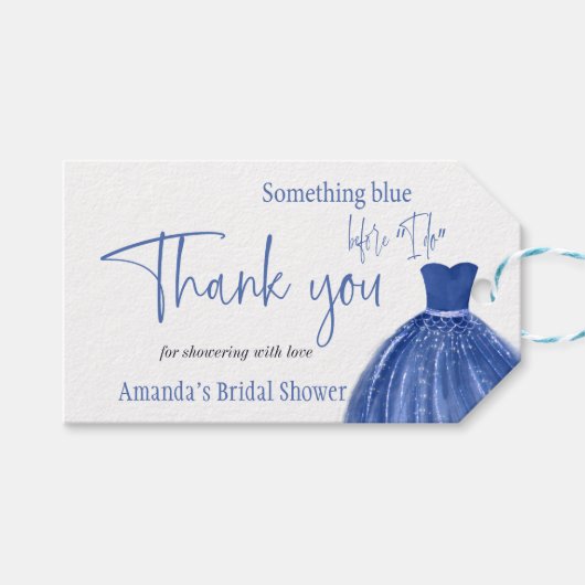 Iets Blauws voor ik Do Trouwjurk Bruidsfeest Cadeaulabel (Voorkant (Horizontaal))