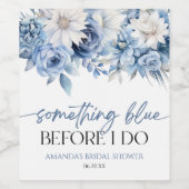 Iets Blauws voor ik Florale Trouw Bruidsdouche doe Wijn Etiket (Enkel label)