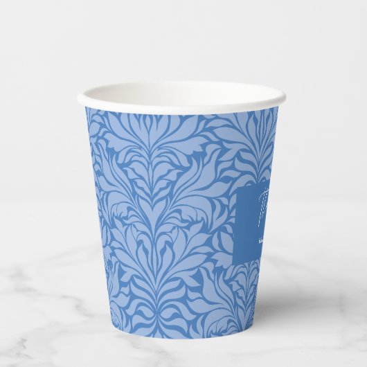 Iets blauws voor ik trouw bruidsboeket papieren bekers (Voorkant)