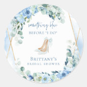 Iets Blauws Voordat Ik Trouw Bloemige Bruidsdouche Ronde Sticker (Voorkant)