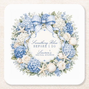 Iets Blauws Voordat Ik Trouw Hydrangea Bruidsontbi Vierkante Kartonnen Onderzetter