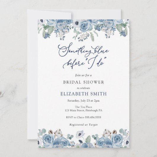 Iets Blue Bridal Shower Invitation Kaart (Voorkant)