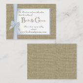 Iets Blue Burlap en Bow Wedding Web Info Informatiekaartje (Voorkant / Achterkant)