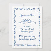 Iets Blue Crew Bow Bridesmaid voorstel Kaart (Voorkant)