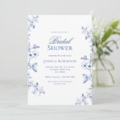 Iets Blue Drawn  Flowers Vrijgezellenfeest Kaart (Staand voorkant)