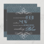 Iets Blue Elegant Bridal Shower Invitation Kaart (Voorkant / Achterkant)