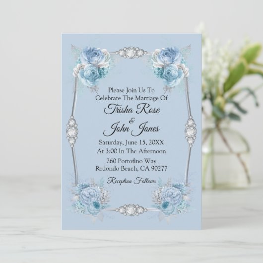 Iets Blue Wedding Collectie Kaart (Staand voorkant)