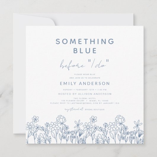 Iets Blue Wildflower Vrijgezellenfeest Kaart (Voorkant)