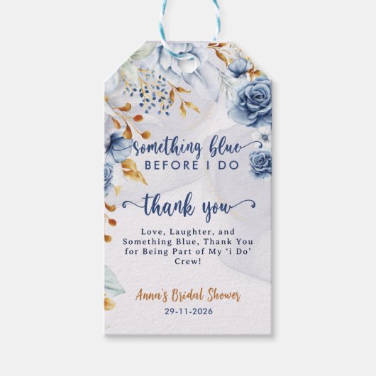 Iets Bluws voor ik doe Bruidsfeest Bloemen Cadeaulabel (Voorkant)