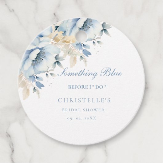 Iets bluws voor ik doe florale Bruidsdouche Bedankjes Labels (Voorkant)