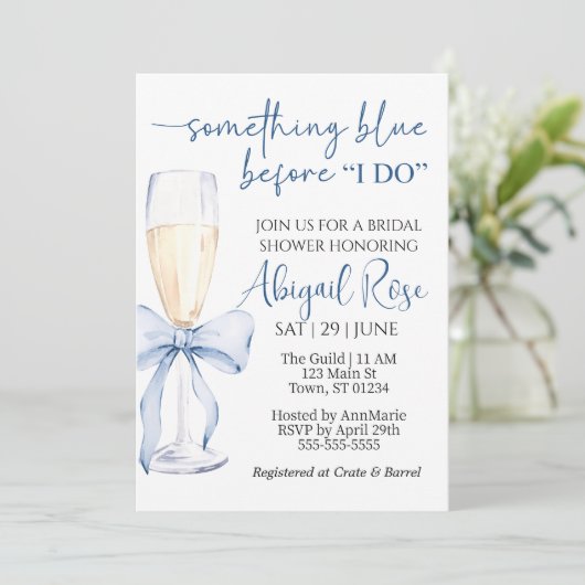 Iets Bluws voor ik trouw Bruidsshow Uitnodiging (Staand voorkant)