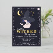 Iets boze heks Halloween feest Folie Uitnodiging (Staand Voorkant)