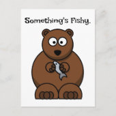 Iets is Fishy Funny Brown Beer Cartoon Briefkaart (Voorkant)