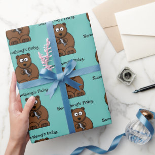Iets is Fishy Funny Brown Beer Cartoon Cadeaupapier