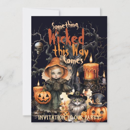 Iets Kwaadaardigs Pompoen Meisje Goth Schedel Kaar Kaart (Voorkant)