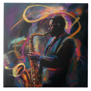 Iets met een saxofoon. tegeltje