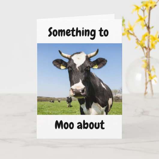 IETS OM *MOO OVER* NEEFJE VERJAARDAG KAART (Gele Bloem)