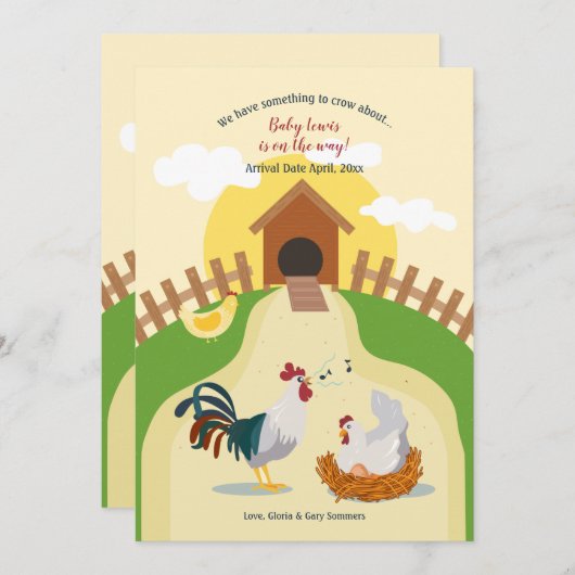 Iets om te kraaien over zwangerschapsaankondiging aankondiging (Voorkant / Achterkant)