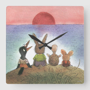 Iets rood vierkante klok