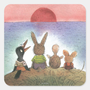 Iets rood vierkante sticker