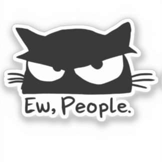 Ieuw Mensen Introvert Kat Sticker Grappige Zwarte