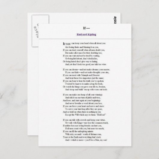 If_by_Rudyard_Kipling.JPG Briefkaart (Voorkant / Achterkant)