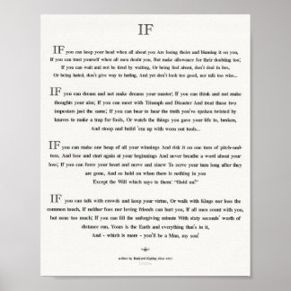 IF Citaat van Rudyard Kipling 1895 op witte linnen Poster