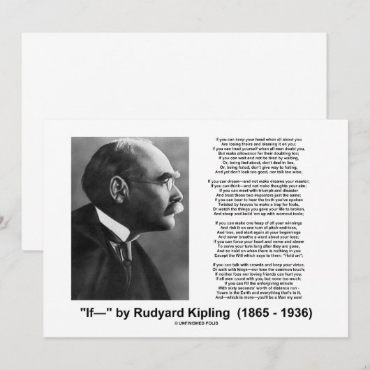 "If—" gedicht door Rudyard Kipling nodigt uit Kaart (Voorkant / Achterkant)