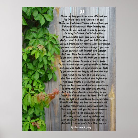IF, gedicht door Rudyard Kipling poster (Voorkant)