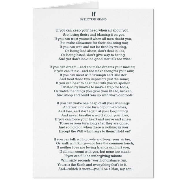 IF gedicht van Rudyard Kipling (Voorkant)