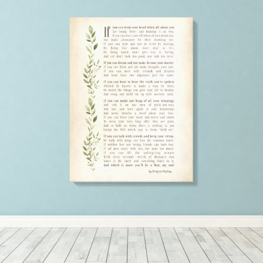 IF, Geïnspireerd gedicht van Rudyard Kipling Canvas Afdruk (Insitu (Houten vloer))