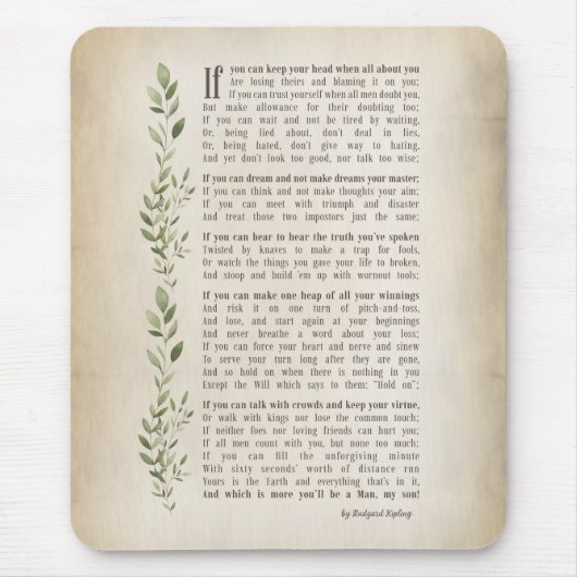 IF, Geïnspireerd gedicht van Rudyard Kipling Muismat (Voorkant)