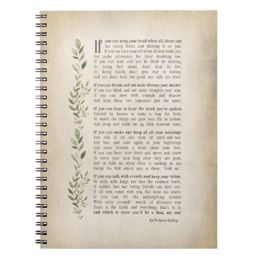IF, Geïnspireerd gedicht van Rudyard Kipling Notitieboek (Voorkant)