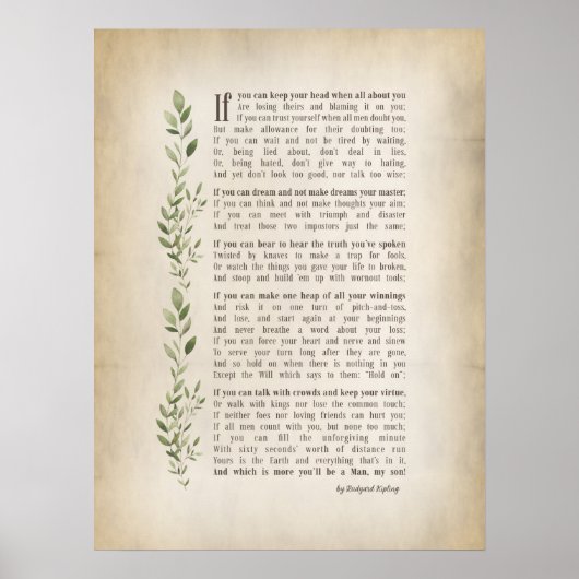 IF, Geïnspireerd gedicht van Rudyard Kipling Poster (Voorkant)