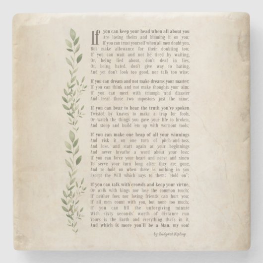IF, Geïnspireerd gedicht van Rudyard Kipling Stenen Onderzetter (Voorkant)