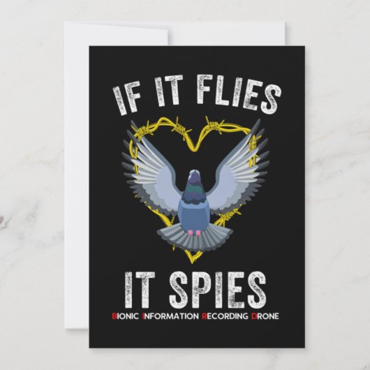 If It Flies It Spies Birds Are Not Real Funny Dron Kaart (Voorkant)