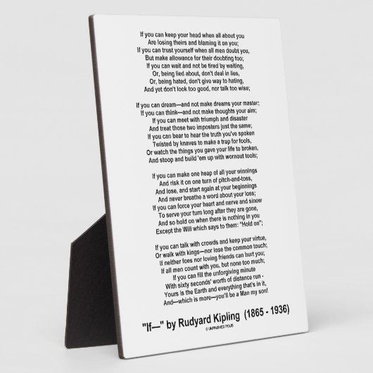 If- Poem by Rudyard Kipling (No Kipling Afbeelding Fotoplaat (Zijkant)