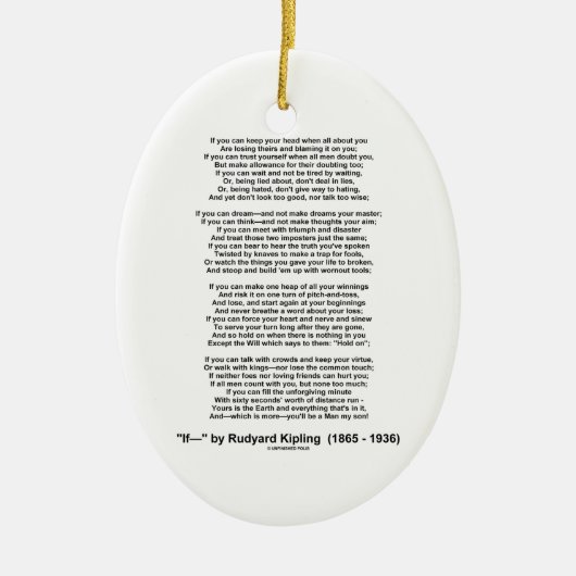 If- Poem by Rudyard Kipling (No Kipling Afbeelding Keramisch Ornament (Voorkant)