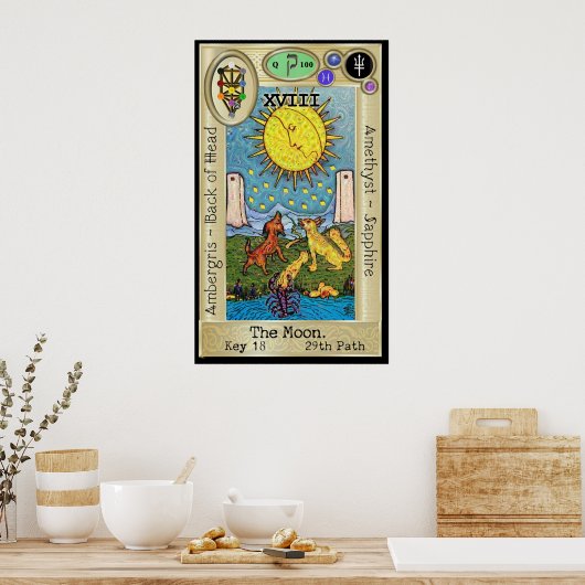 Ifdawn Deepdroom Tarot Key 18 ~ The Moon Poster (Keuken)