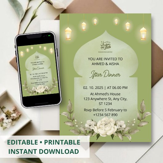 Iftar diner uitnodiging ramadan bloem moskee