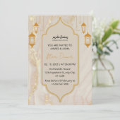 Iftar diner uitnodiging ramadan goud marmer (Staand voorkant)
