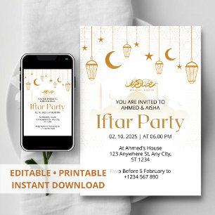 Iftar diner uitnodiging ramadan lentern en moskee